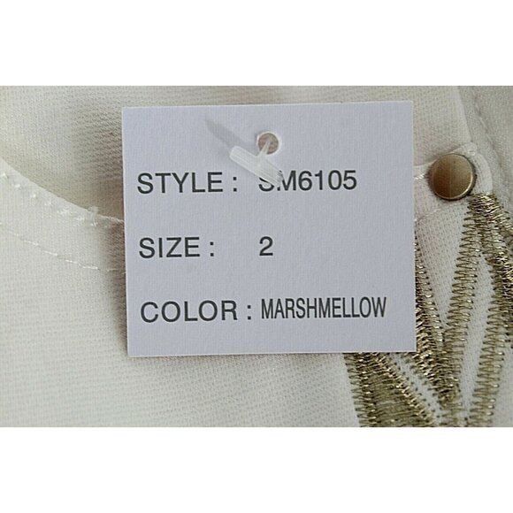 V Christina Sz 2 x 30 Ivory Gold Embroidered Rayon Poly Spandex Pant - Picture 9 of 10